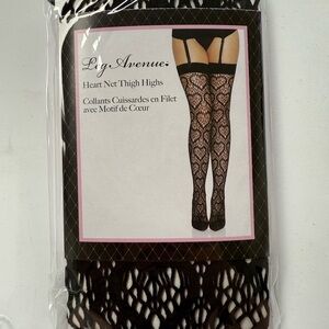 Leg Avenue Black Heart Net Thigh Highs